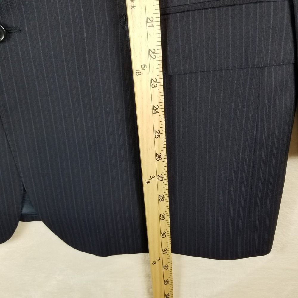 Ermenegildo Zegna Blazer Mens 42 R US 32 R Navy Blue‎ Pinstripe Wool Silk  Italy - Picture 8 of 10